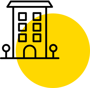 Daten-Balkendiagramm mit gelbem Kreis im Hintergrund
